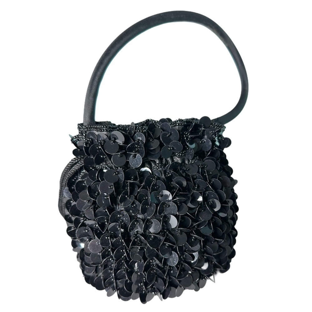 90s Y2K BEADS SEQUINS drawstring bucket bag. Evening bag Holiday dance like New - Picture 2 of 10